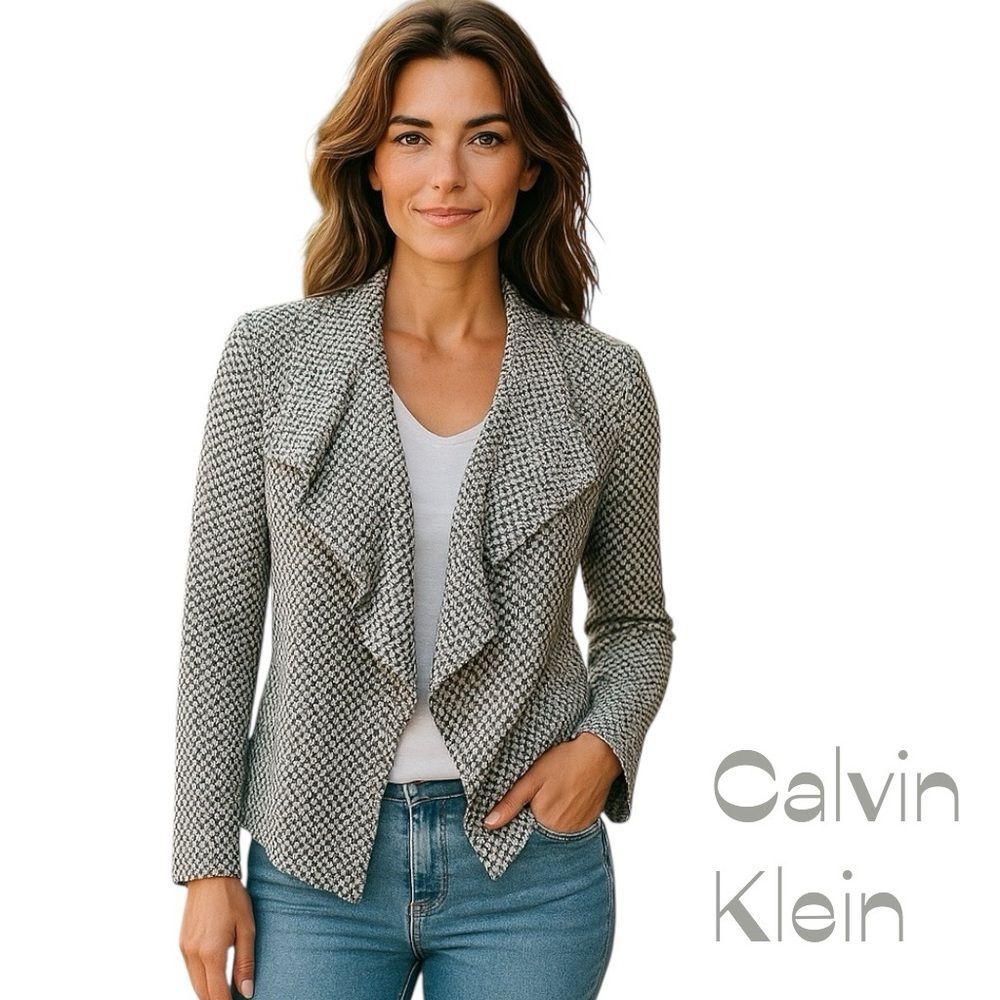 Calvin Klein Black White‎ Ruffle Jacket NWOT Size 4P
